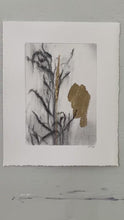 Load and play video in Gallery viewer, Wildflower Charcoal Drawing |Japandi Botanical Art | Gold Leaf Painting | Gallery Wall Art | Spa Wall Decor | Neutral Wall Art