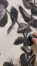 Load and play video in Gallery viewer, Botanical Charcoal Drawing | Japandi Home Decor | Charcoal Drawing On Paper | Gallery Wall Art | Eucalyptus Drawing | Spa Wall Decor
