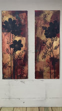 Load and play video in Gallery viewer, Contemporary Wildflower Painting | Original Oil Painting | Botanical Silhouette Art | Gold Leaf Painting | Spa Decor | Gallery Wall Art