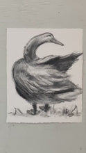 Load and play video in Gallery viewer, Original Charcoal Duck Drawing | Nursery Gallery Wall | Modern Farmhouse | Whimsical Art Drawing | Vintage Style Duck Art | Baby Room Decor