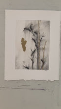 Load and play video in Gallery viewer, Japandi Botanical Art | Wildflower Charcoal Drawing | Gold Leaf Painting | Gallery Wall Art | Spa Wall Decor | Neutral Wall Art