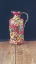 Load and play video in Gallery viewer, Cherry Red Sunflower Pitcher | Home Decor Accent | Hand Painted | Bold Blossom Decor