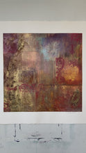 Load and play video in Gallery viewer, Holiday Hue Collage Painting | Abstract Oil Painting | Gallery Wall Art | Gold Leaf Detail | Modern Oil Painting | Textured Fine Art