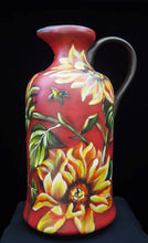 Load image into Gallery viewer, Cherry Red Sunflower Pitcher | Home Decor Accent | Hand Painted | Bold Blossom Decor