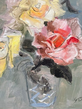 Load image into Gallery viewer, Roses In Bloom Original Oil Painting | Soft Spring Floral Art | Matted to 11x14 | One of a Kind Gift for Mom | Free Gift Wrap
