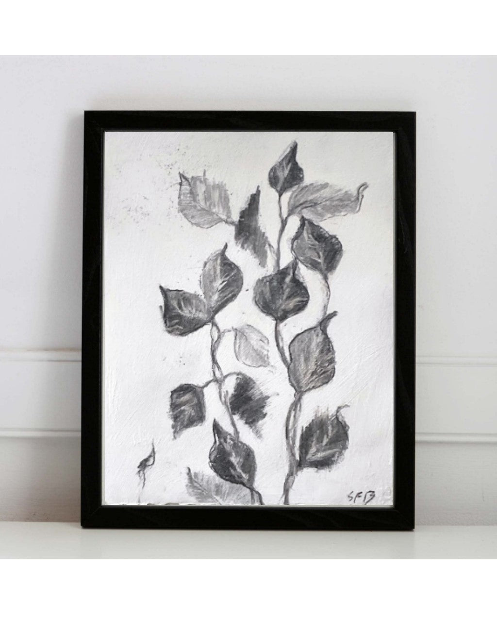 Botanical Charcoal Drawing | Japandi Home Decor | Charcoal Drawing On Paper | Gallery Wall Art | Eucalyptus Drawing | Spa Wall Decor