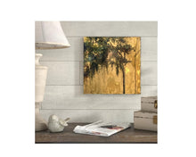 Load image into Gallery viewer, Oak Tree Painting | Marsh Oil Painting | Swarovski Crystal Embellishment | Gallery Wall Art | Gold Leaf Detail | Landscape Oil Painting
