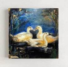 Load image into Gallery viewer, Original Ducks Oil Painting | Encaustic Oil Painting | Modern Farmhouse | Gallery Wall Art | Hot Wax Painting | Nature Landscape Painting
