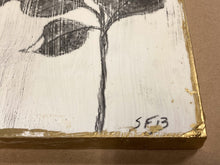 Load image into Gallery viewer, Encaustic Wax Charcoal Drawing On Wood Panel | Botanical Charcoal Drawing | Gallery Wall Art | Spa Wall Decor | Branch Drawing Wall Art
