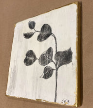 Load image into Gallery viewer, Encaustic Wax Charcoal Drawing On Wood Panel | Botanical Charcoal Drawing | Gallery Wall Art | Spa Wall Decor | Branch Drawing Wall Art
