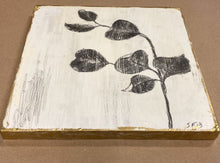 Load image into Gallery viewer, Encaustic Wax Charcoal Drawing On Wood Panel | Botanical Charcoal Drawing | Gallery Wall Art | Spa Wall Decor | Branch Drawing Wall Art
