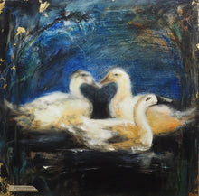 Load image into Gallery viewer, Original Ducks Oil Painting | Encaustic Oil Painting | Modern Farmhouse | Gallery Wall Art | Hot Wax Painting | Nature Landscape Painting
