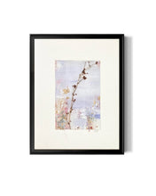 Load image into Gallery viewer, Original Japandi wall art in soft neutral hues of dusty rose, lavender, pale pink, with gold leaf on clean cream white background.
