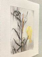 Load image into Gallery viewer, Wildflower Charcoal Drawing |Japandi Botanical Art | Gold Leaf Painting | Gallery Wall Art | Spa Wall Decor | Neutral Wall Art
