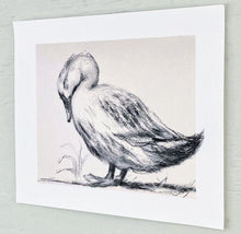 Load image into Gallery viewer, Duck Giclee Wall Art | Charcoal Drawing Print | Gallery Wall Art | Whimsical Art Drawing | Modern Farmhouse | Vintage Style Duck Art
