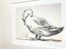 Load image into Gallery viewer, Duck Giclee Wall Art | Charcoal Drawing Print | Gallery Wall Art | Whimsical Art Drawing | Modern Farmhouse | Vintage Style Duck Art
