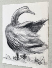 Load image into Gallery viewer, Original Charcoal Duck Drawing | Nursery Gallery Wall | Modern Farmhouse | Whimsical Art Drawing | Vintage Style Duck Art | Baby Room Decor
