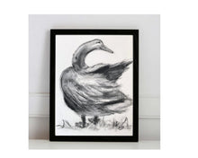 Load image into Gallery viewer, Original Charcoal Duck Drawing | Nursery Gallery Wall | Modern Farmhouse | Whimsical Art Drawing | Vintage Style Duck Art | Baby Room Decor
