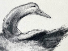 Load image into Gallery viewer, Original Charcoal Duck Drawing | Nursery Gallery Wall | Modern Farmhouse | Whimsical Art Drawing | Vintage Style Duck Art | Baby Room Decor
