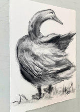 Load image into Gallery viewer, Original Charcoal Duck Drawing | Nursery Gallery Wall | Modern Farmhouse | Whimsical Art Drawing | Vintage Style Duck Art | Baby Room Decor
