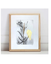 Load image into Gallery viewer, Holiday Original Art, Wildflower Charcoal Drawing, Gold Leaf Painting, Gallery Wall Art, Spa Wall Decor, Neutral Wall Art
