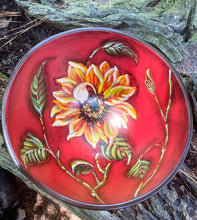 Load image into Gallery viewer, Ceramic Sunflower Bowl, Asymmetrical Bowl, Decorative Flower Bowl, Wedding Gift, Painted Serving Bowl, Bold Blossom Decor
