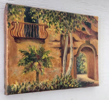 Load image into Gallery viewer, Tuscany Villa Painting | Original Painting | Gallery Wall Art | Golden Wall Art | Small Painting | Housewarming gift | Impressionist Decor
