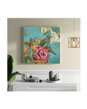 Load image into Gallery viewer, Original Lily Oil Painting | Lily and Rose Wall Art | Bold Blossom Art | Garden Flower Painting | White Lily Flower
