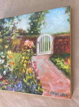 Load image into Gallery viewer, Courtyard Art | Lush Garden Landscape | Original Jewel Painting | Gallery Wall Art | Vibrant Flower Painting | Housewarming Gift
