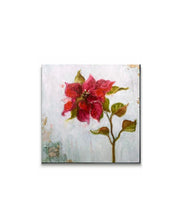 Load image into Gallery viewer, Cherry Red Art Original | Botanical Painting | Holiday Flower On Wood Panel | Gallery Wall Art | Poinsettia Painting | Living Room Decor
