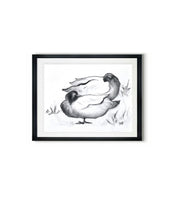 Load image into Gallery viewer, Duck Wall Art, Charcoal Drawing, Gallery Wall Art, Fanciful Art Drawing, Modern Farmhouse, Vintage Style Duck Art, Holiday Gift
