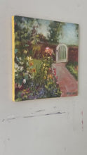 Load and play video in Gallery viewer, Courtyard Art | Lush Garden Landscape | Original Jewel Painting | Gallery Wall Art | Vibrant Flower Painting | Housewarming Gift
