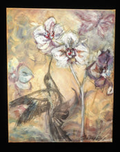 Load image into Gallery viewer, Original Hummingbird Oil Painting | Butterflies and Orchid Wall Art | Gallery Wall Art | Nature Landscape Painting | Wedding Gift
